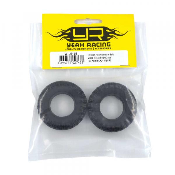 1.0 Inch Rock Medium Soft Micro Tire w/ Foam 2pcs For Axial SCX24 1/24 RC