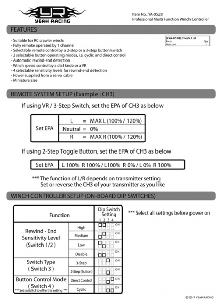Yeah Racing Multi Function Crawler Winch Controller System