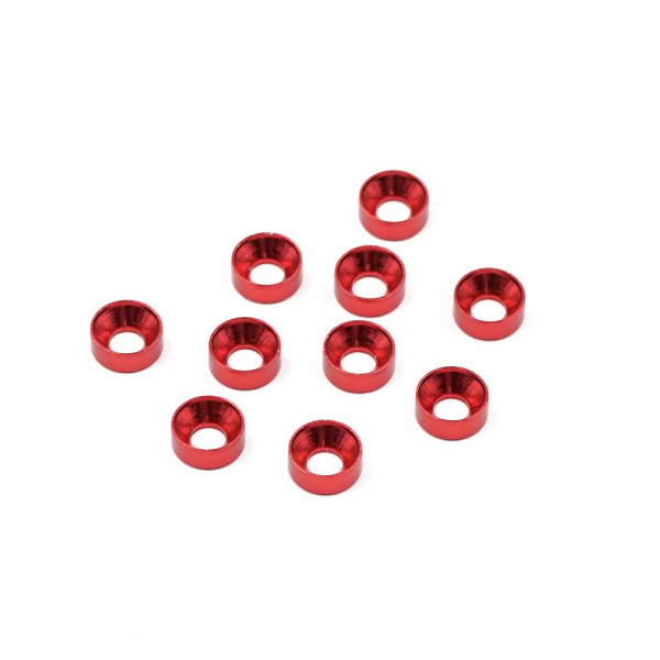 Yeah Racing  Aluminum M3 Flat Head Countersunk Washer Red 10 pcs