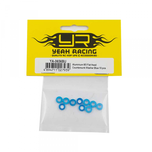 Yeah Racing Aluminum M3 Flat Head Countersunk Washer Blue 10 pcs