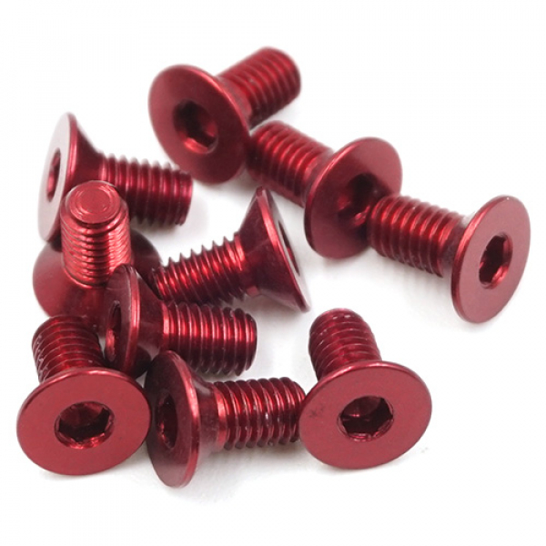 Senkkopfschraube rot 7075 Aluminium 3x6mm (10)