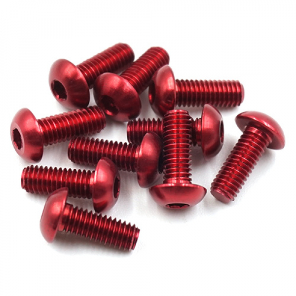 Yeah Racing Aluminum 7075 3x8mm Button Head Flat Head Screws 10pcs Red