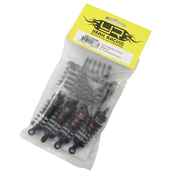 Yeah Racing 60mm Aluminium Big Bore Go Dämpfer Set für 1/10 (Schwarz)