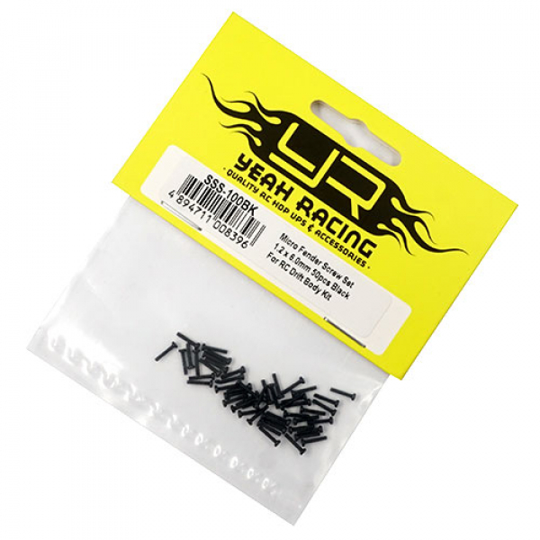 Micro Fender Screw Set 1.2 x 6.0mm 50pcs Black For RC Drift Body Kit