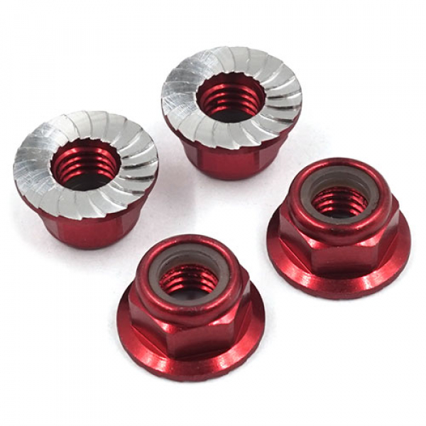 Stoppmutter mit Bund 5mm (M5) 4 Stk. selbstsichernd rot