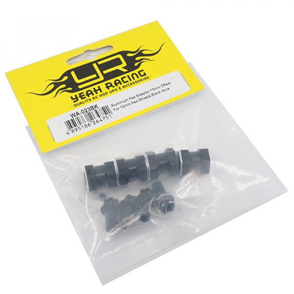 Aluminium 12mm-Sechskant Radmitnehmer Set für Crawler 15mm Offset (schwarz)