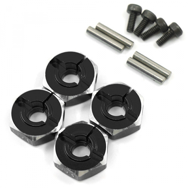 Aluminum Hex Adaptor Set 12x5mm For 1/10 RC Touring Drift Crawler Black