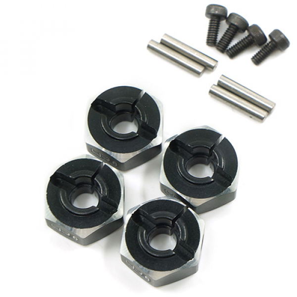 Aluminium Radmitnehmer Set 12x6mm  für 1/10  Touring Drift Crawler - Schwarz