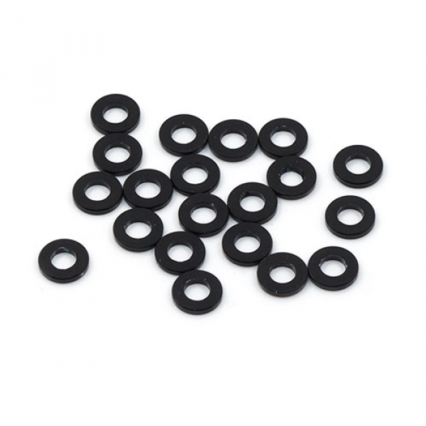 Yeah Racing Aluminium Beilagscheibe flach M3 0.25mm Schwarz 20Stk.