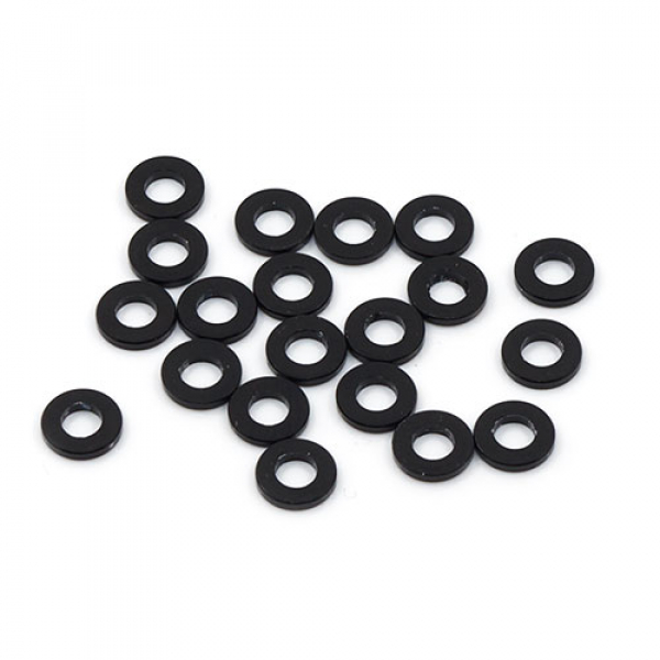 Yeah Racing Aluminium Beilagscheibe flach M3 1mm Schwarz 20Stk.