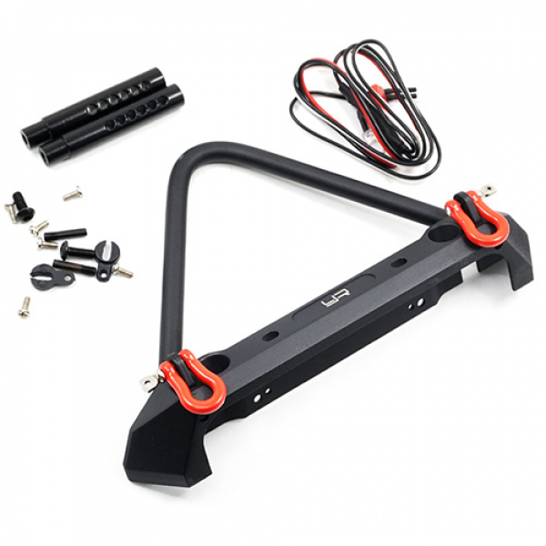 Aluminum Alloy Front Bumper w/LED Light For SCX10 II/TRX-4/Venture/BOM/Enduro Sendero/GS02F