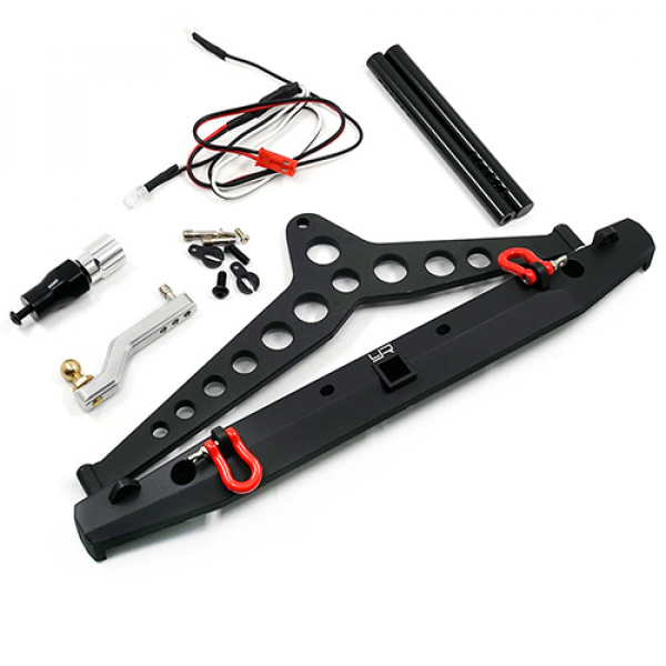 Aluminum Alloy Rear Bumper w/LED Light Spare Tire Mount For SCX10 II TRAXXAS TRX-4